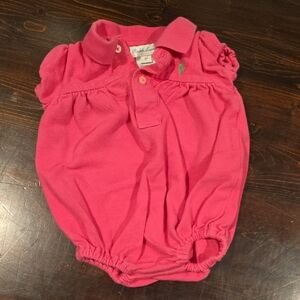 Ralph Lauren Baby Girl's Pink Polo Bubble Romper (6M)